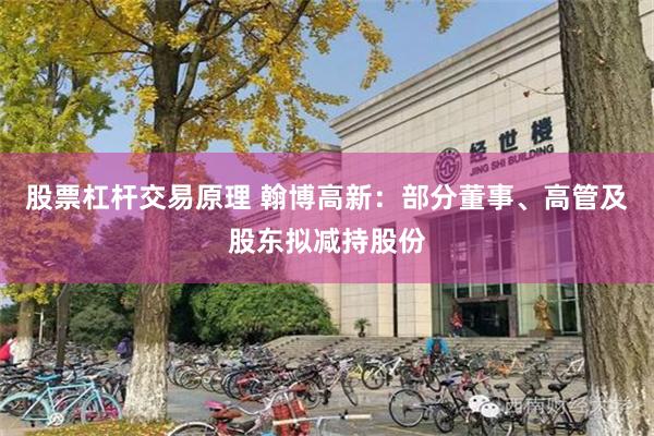 股票杠杆交易原理 翰博高新：部分董事、高管及股东拟减持股份